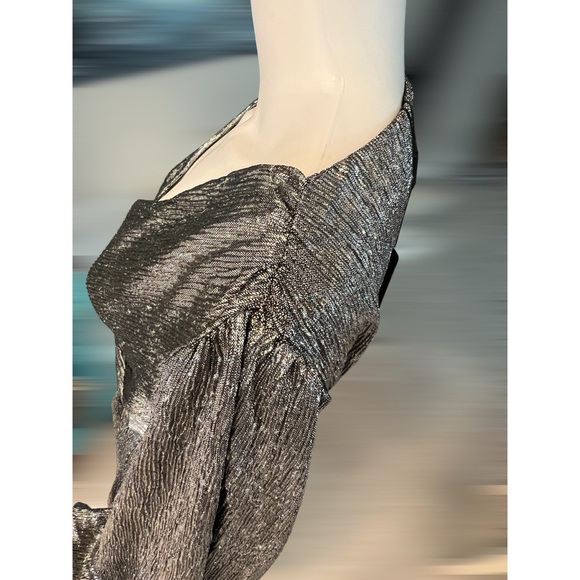 BEULAH Absolutely beautiful metallic silver Surplice dress S M L - Picture 8 of 14